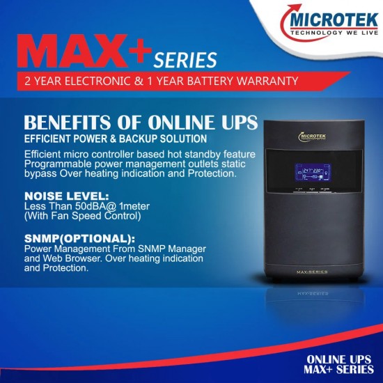 Microtek Online UPS 1KVA Max+ Series 1PH:1PH 36V With Isolation Transformer